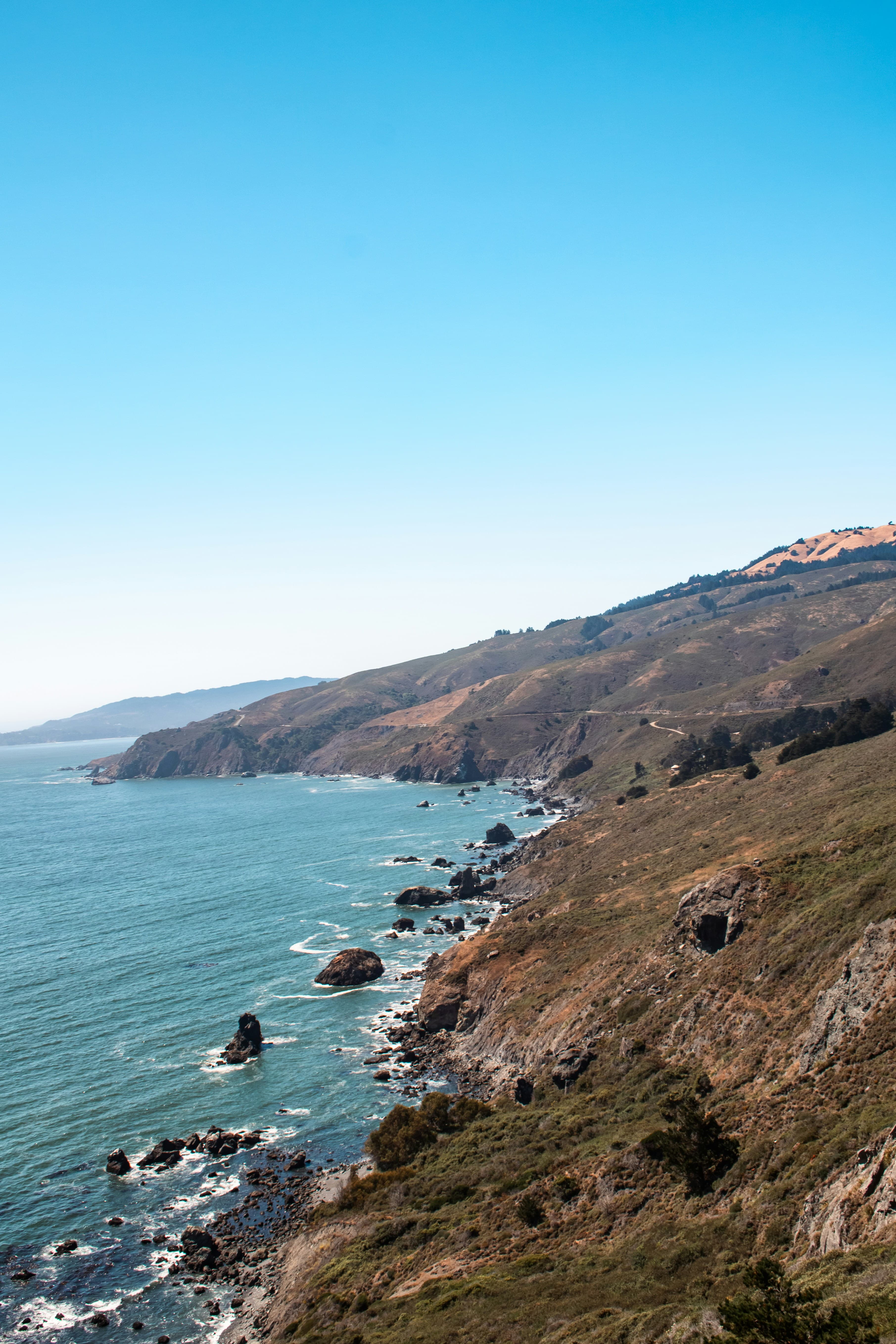 Coastal cliffs and ocean view near Muir Beach, California